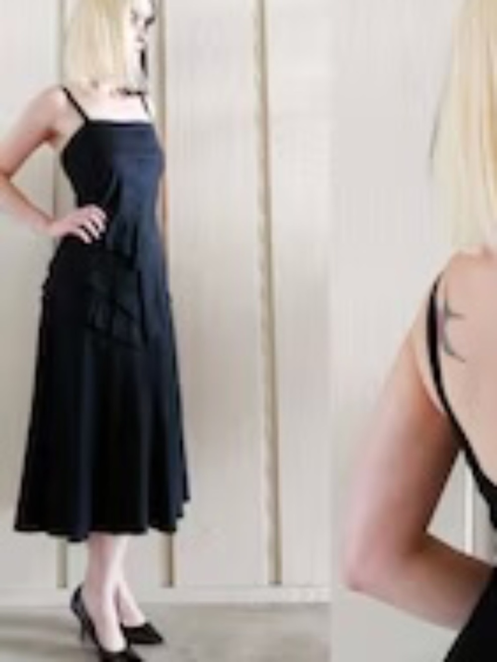 1940's Black Linen Fit and Flare Dress